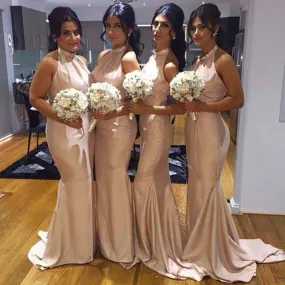 Charming Halter Mermaid Sexy Elegant Wedding Party Bridesmaid Dresses, WG400