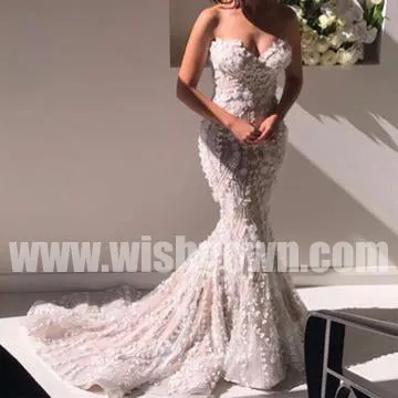 Charming Sweetheart Mermaid Lace Long Bridal Wedding Dresses, BW1514