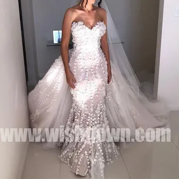 Charming Sweetheart Mermaid Lace Long Bridal Wedding Dresses, BW1514