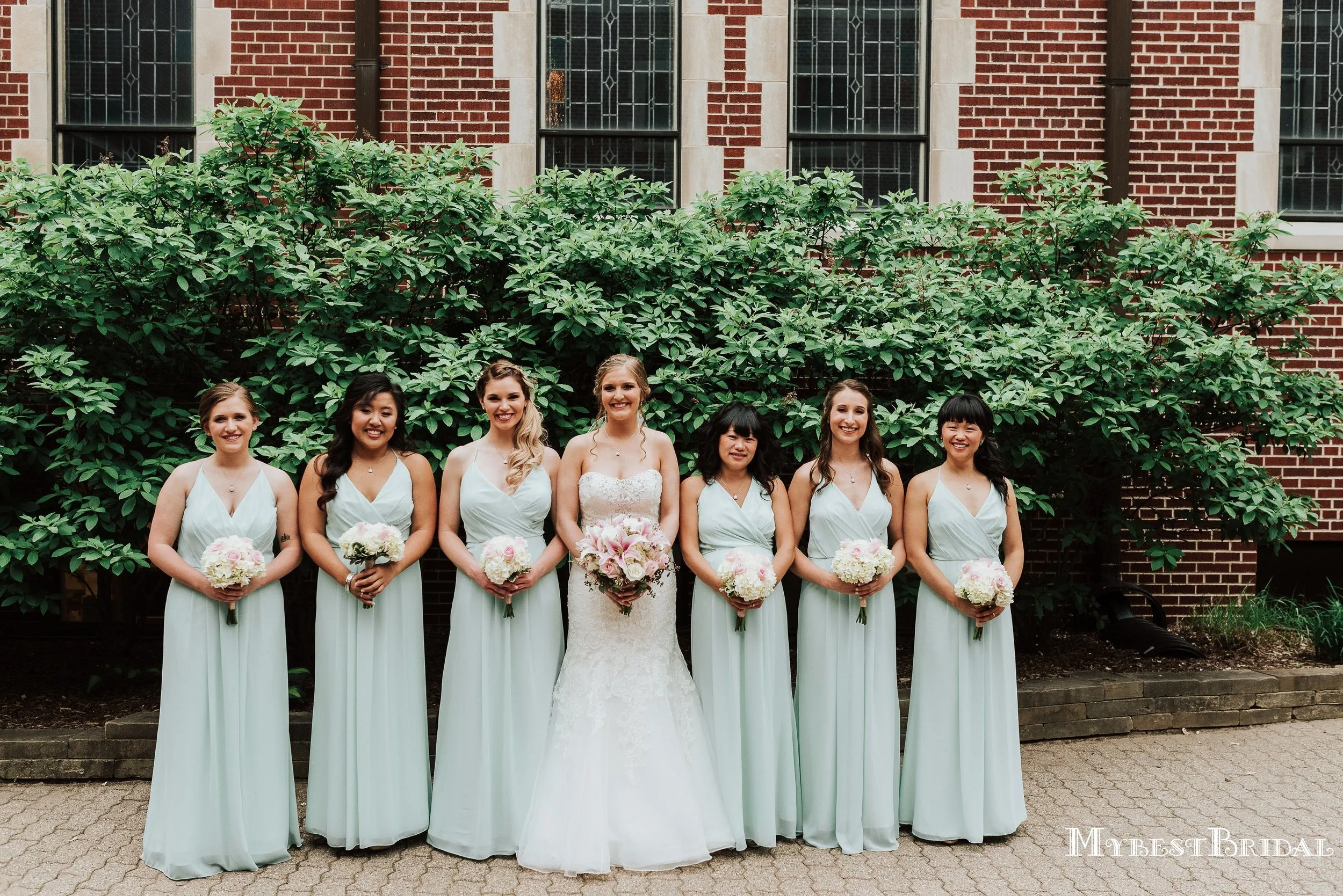 Charming V-neck Mint Chiffon A-line Long Cheap Bridesmaid Dresses, BDS0079