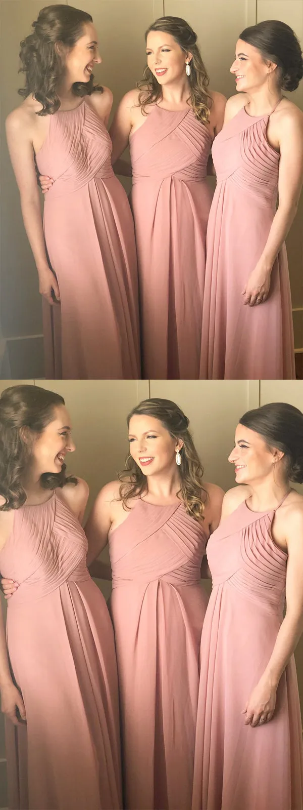 Cheap Coral Pregnant Chiffon Custom Long Bridesmaid Dresses, WGY0267