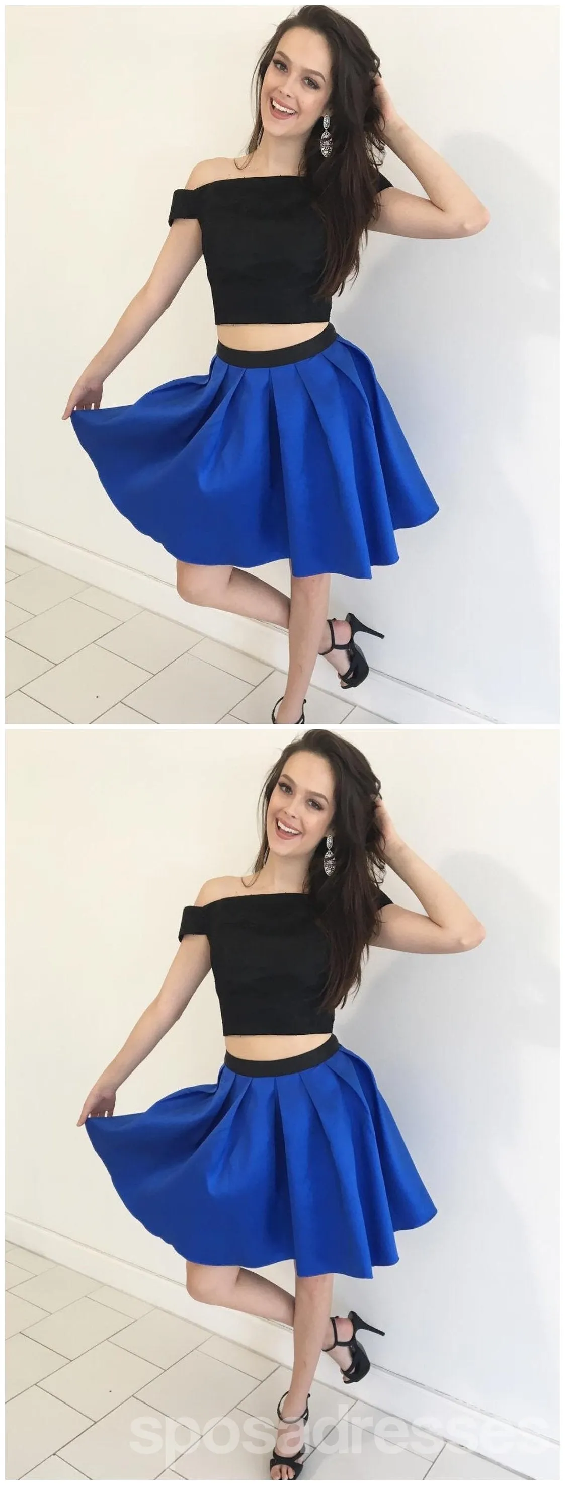 Cheap Short Simple Cute Two Piece Homecoming Dresses 2018, CM483