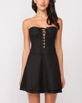 Chelsea Lace Up Strapless Dress