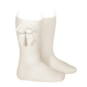 Condor Knee-High Socks With Side Bow In colour Ivory