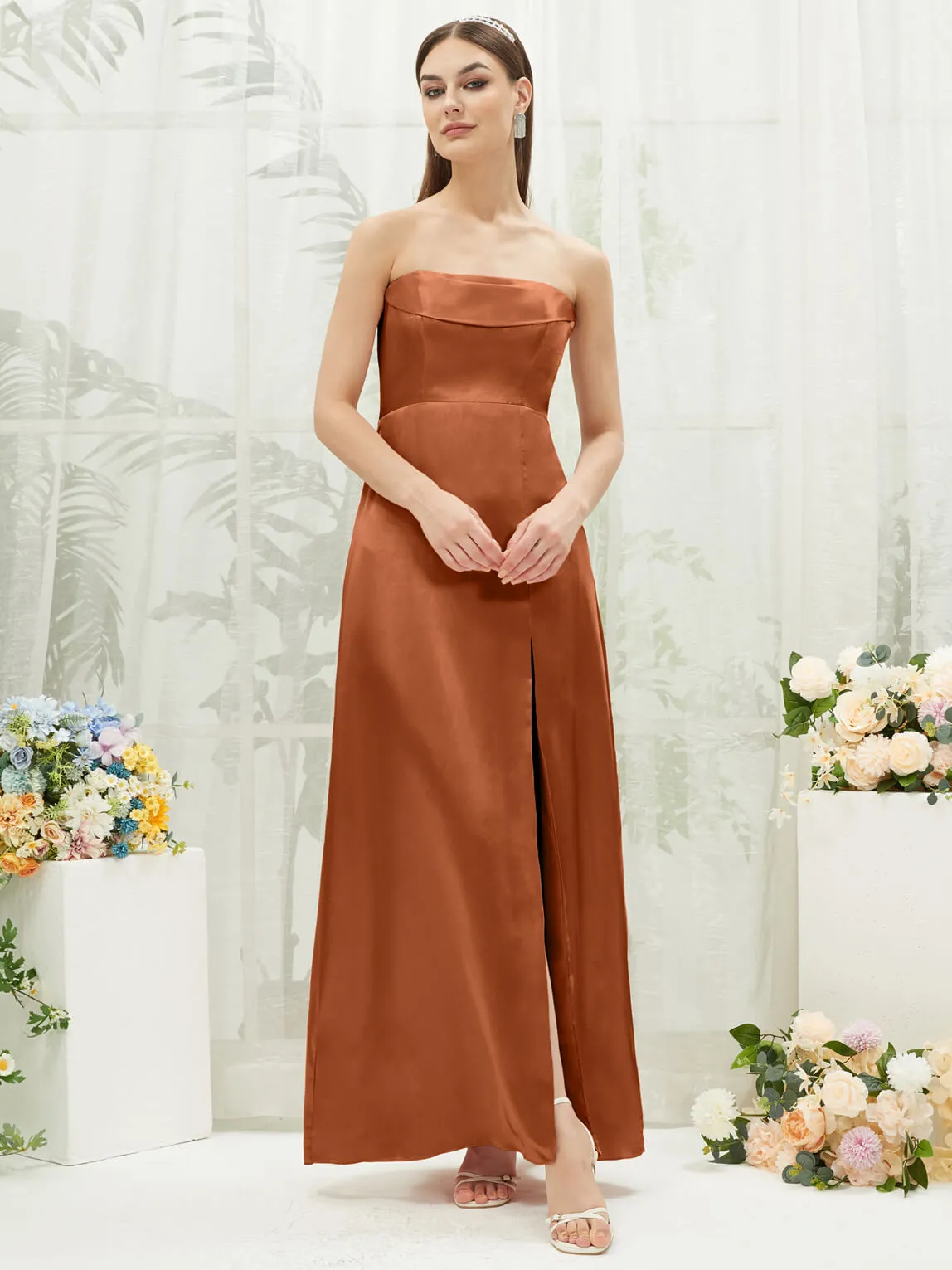 Cooper Satin Convertible Slit Floor Length  Bridesmaid Dresses