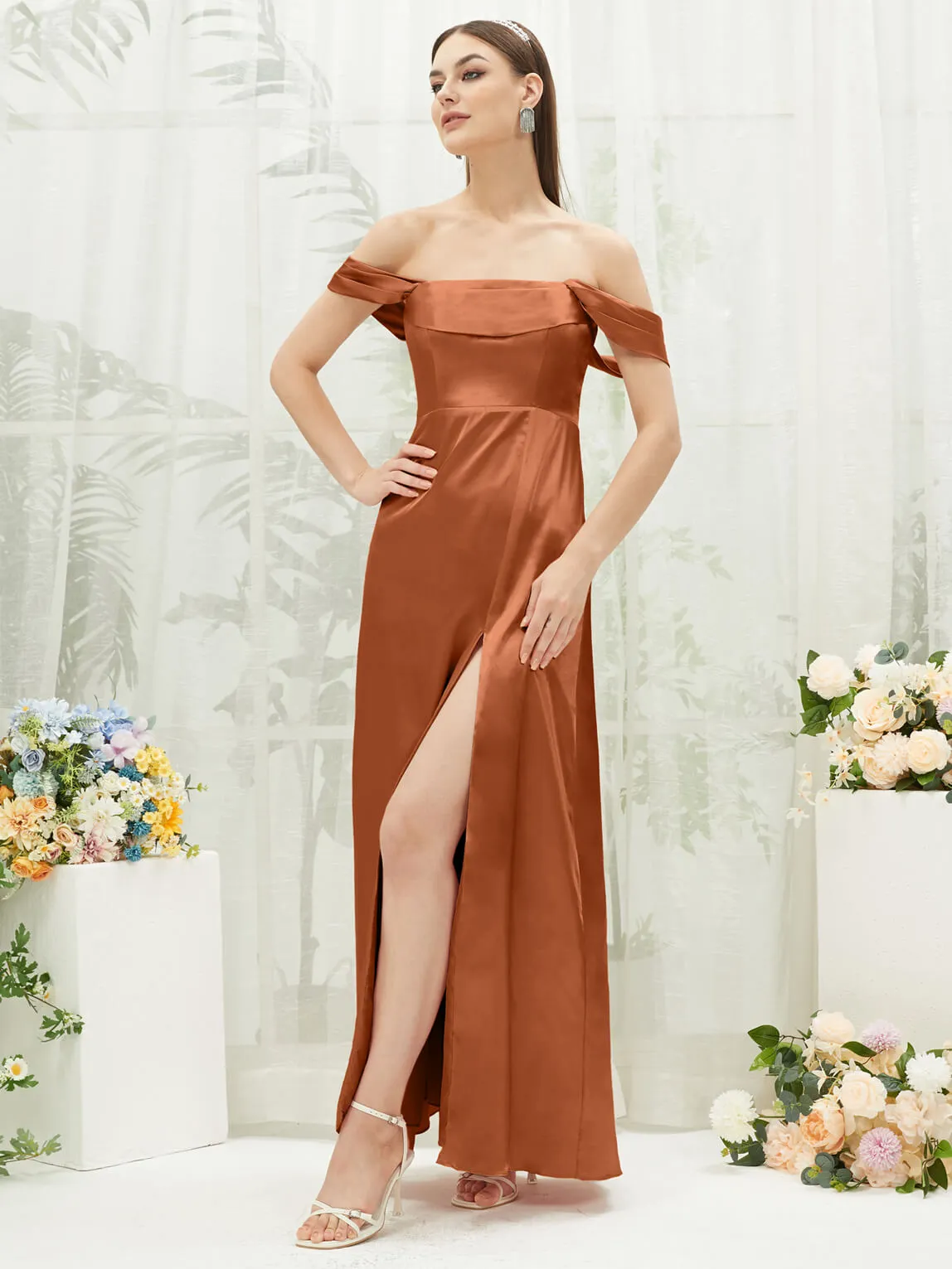 Cooper Satin Convertible Slit Floor Length  Bridesmaid Dresses