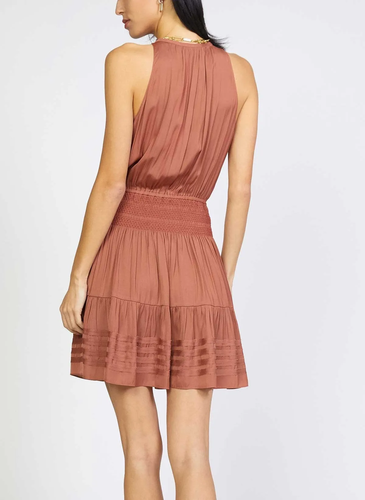 Current Air Halter Split Neck Mini Dress