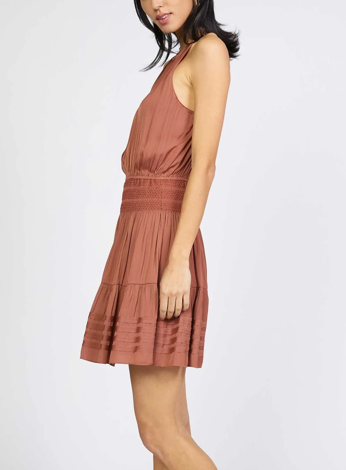 Current Air Halter Split Neck Mini Dress