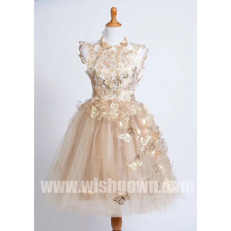 Cute Butterfly Affordable Tulle Charming Flower Girl Dresses for Wedding Party, FGS124