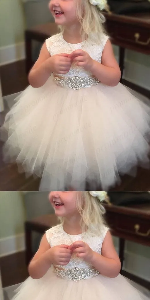 Cute Ivory Lace & Tulle Little Girl Dresses With Beading,Flower Girl Dresses ,FGY0213