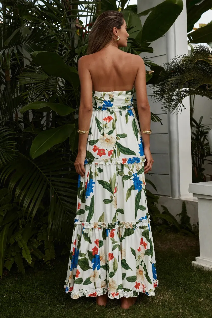 Dario Maxi Dress - White Floral