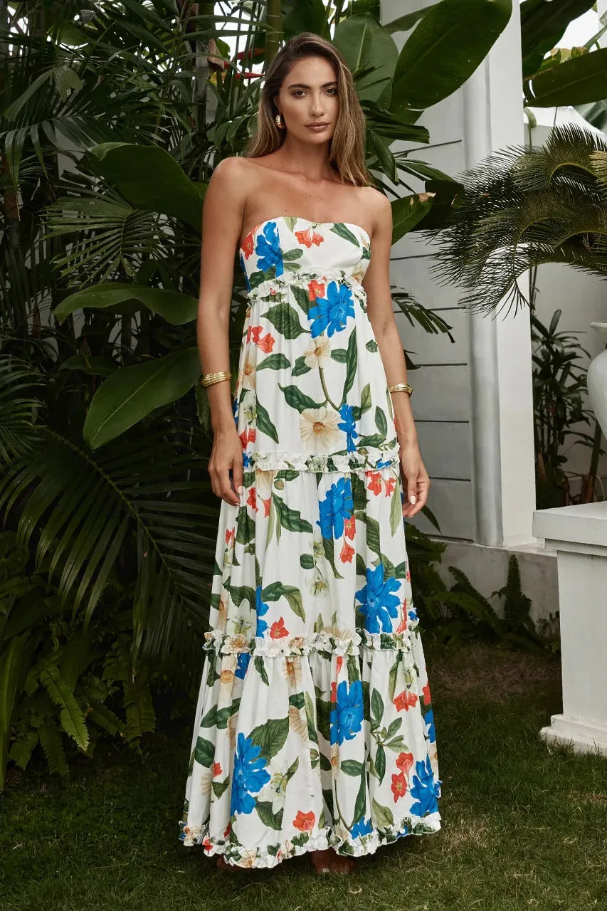 Dario Maxi Dress - White Floral