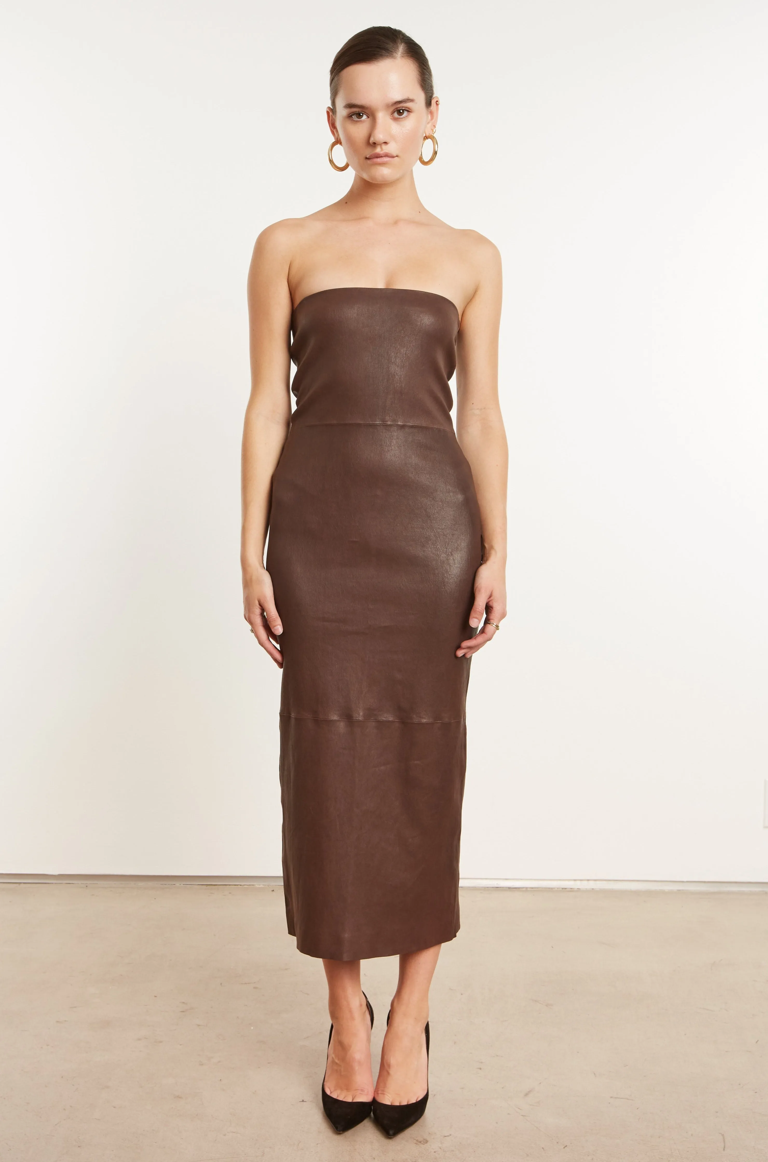 Dark Chocolate Leather Tube Dress