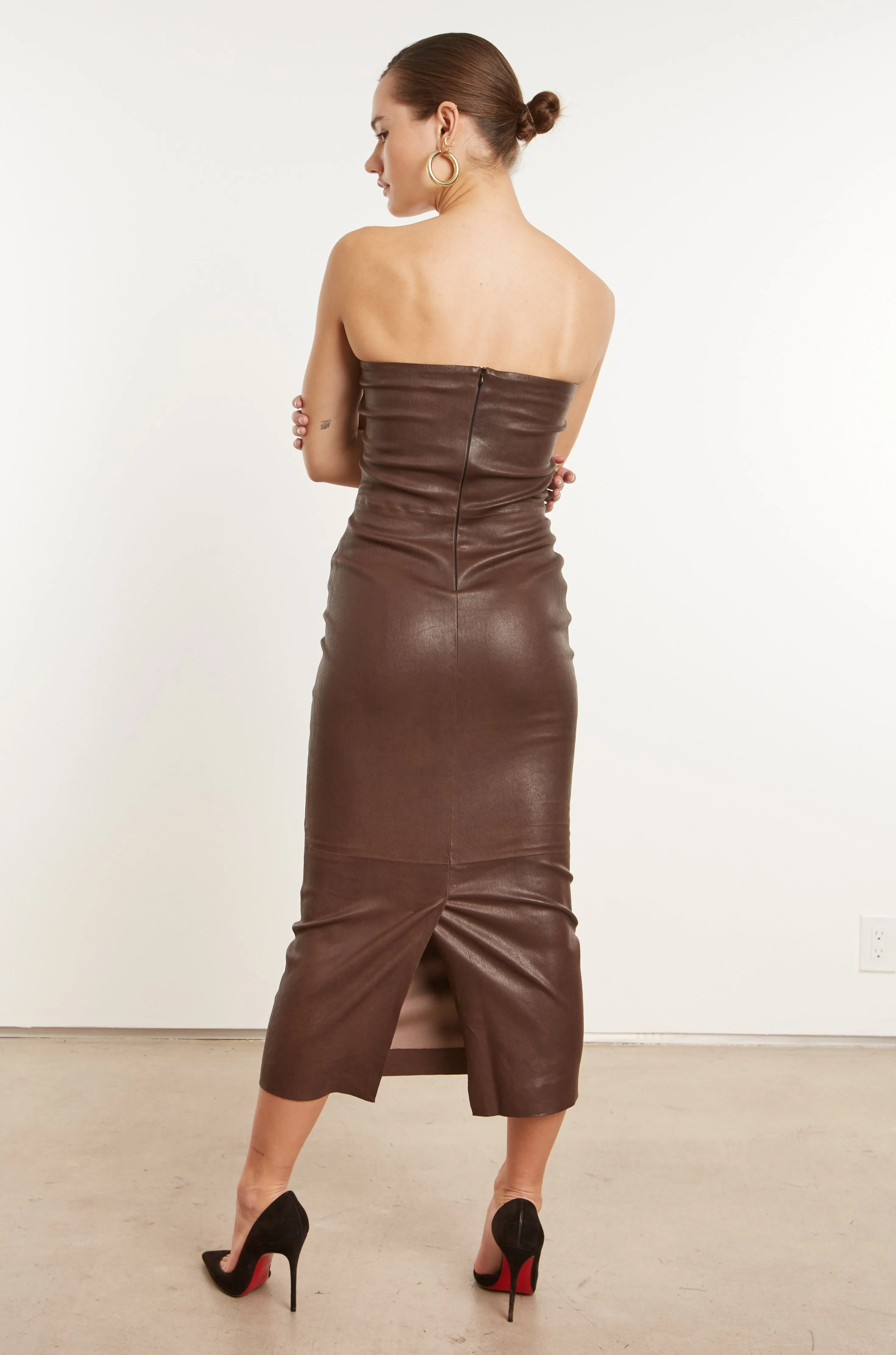 Dark Chocolate Leather Tube Dress