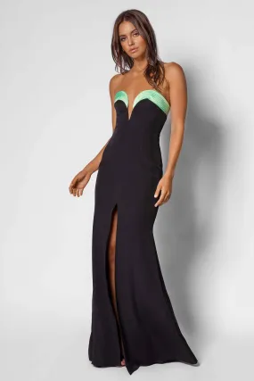 Donna Gown - Black/Lime