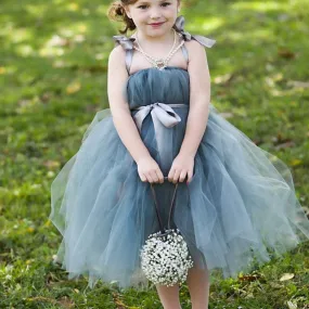 Dusty Blue Pix Tutu Dresses, Tulle Flower Girl Dresses, Cheap Little Girl Dresses for Wedding, FGY0116