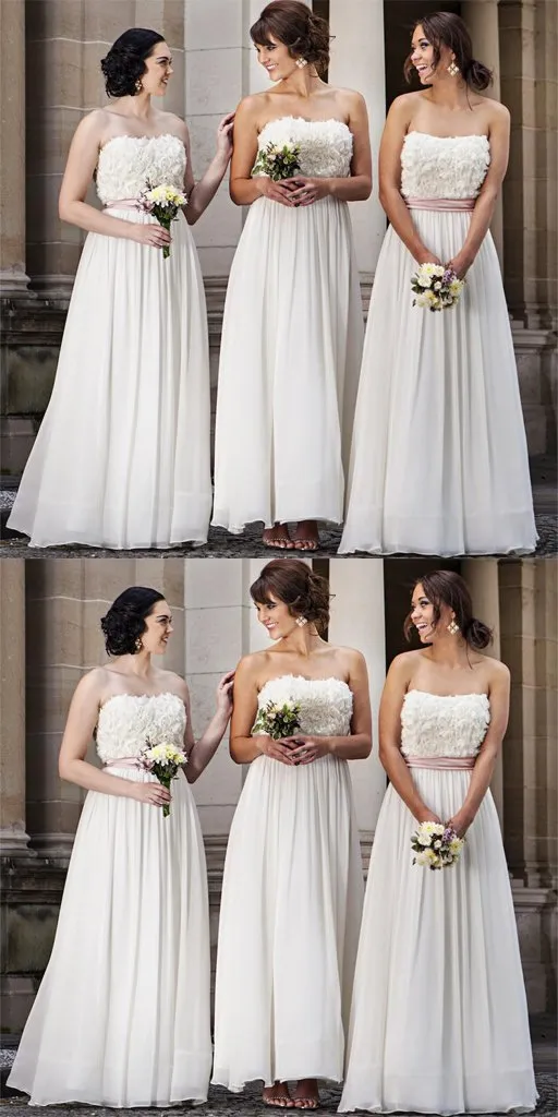 Elegant Ivory Straight Neckline Formal Cheap Long Bridesmaid Dresses,Bridesmaid Gown ,WGY0150