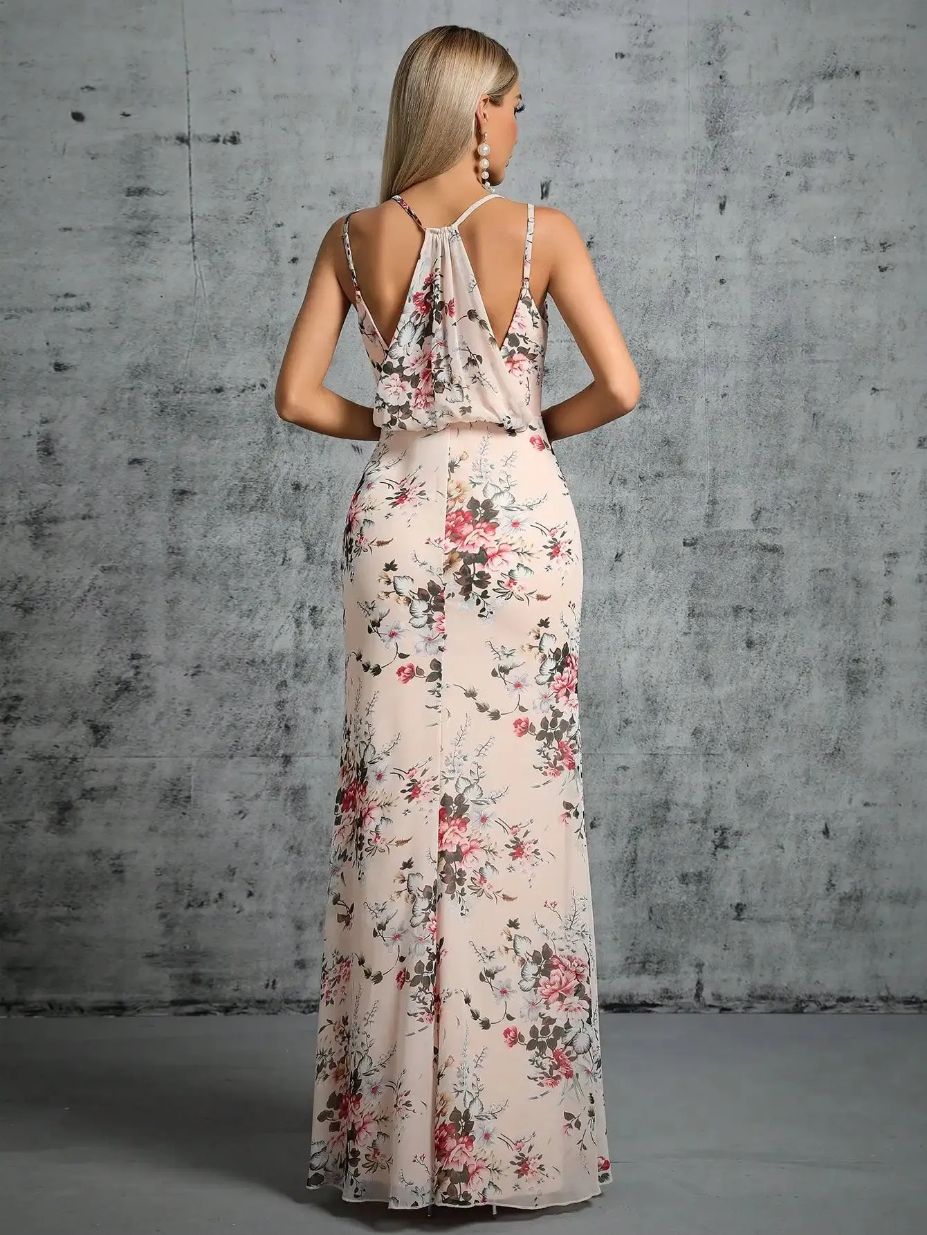 Elegant Pretty Printed Chiffon Maxi Party Dresses