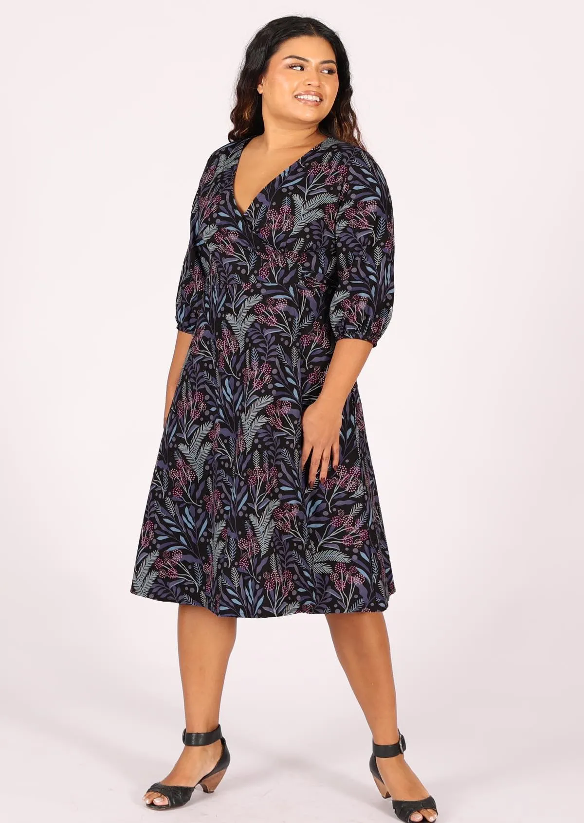 Ella Wrap Dress Obsidian