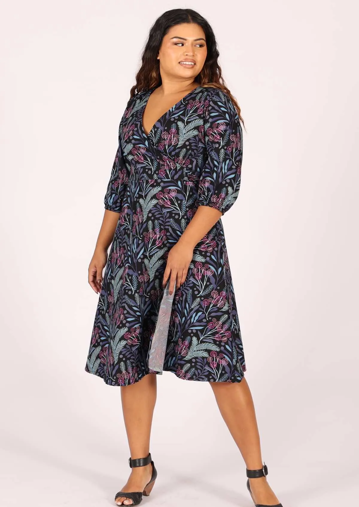 Ella Wrap Dress Obsidian