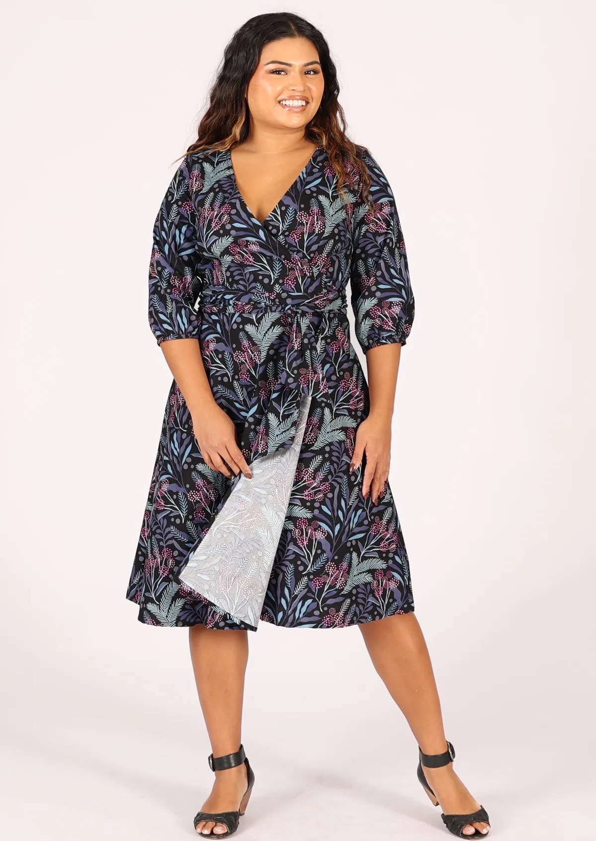 Ella Wrap Dress Obsidian