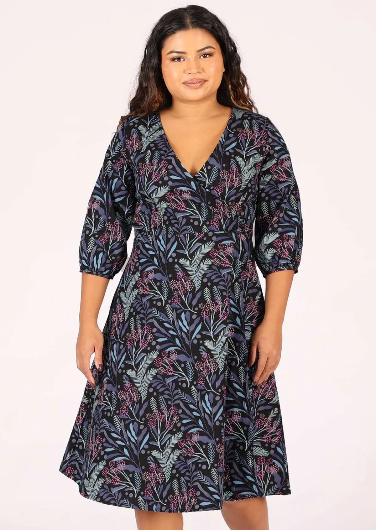 Ella Wrap Dress Obsidian