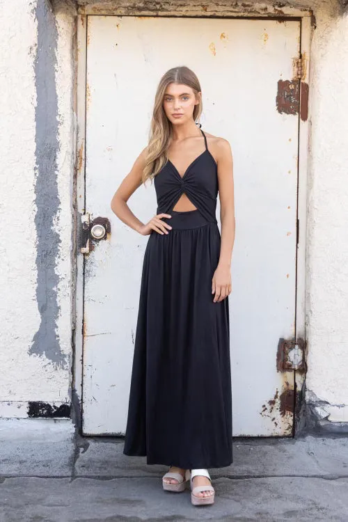 Ellie Knotted Halter Tank Maxi Dress