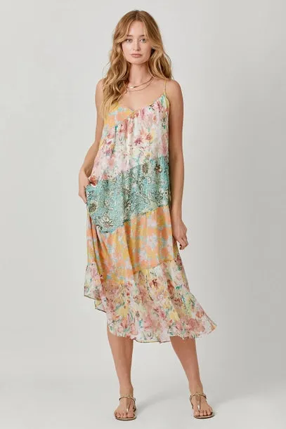 Ellison Contrast Print Midi Dress