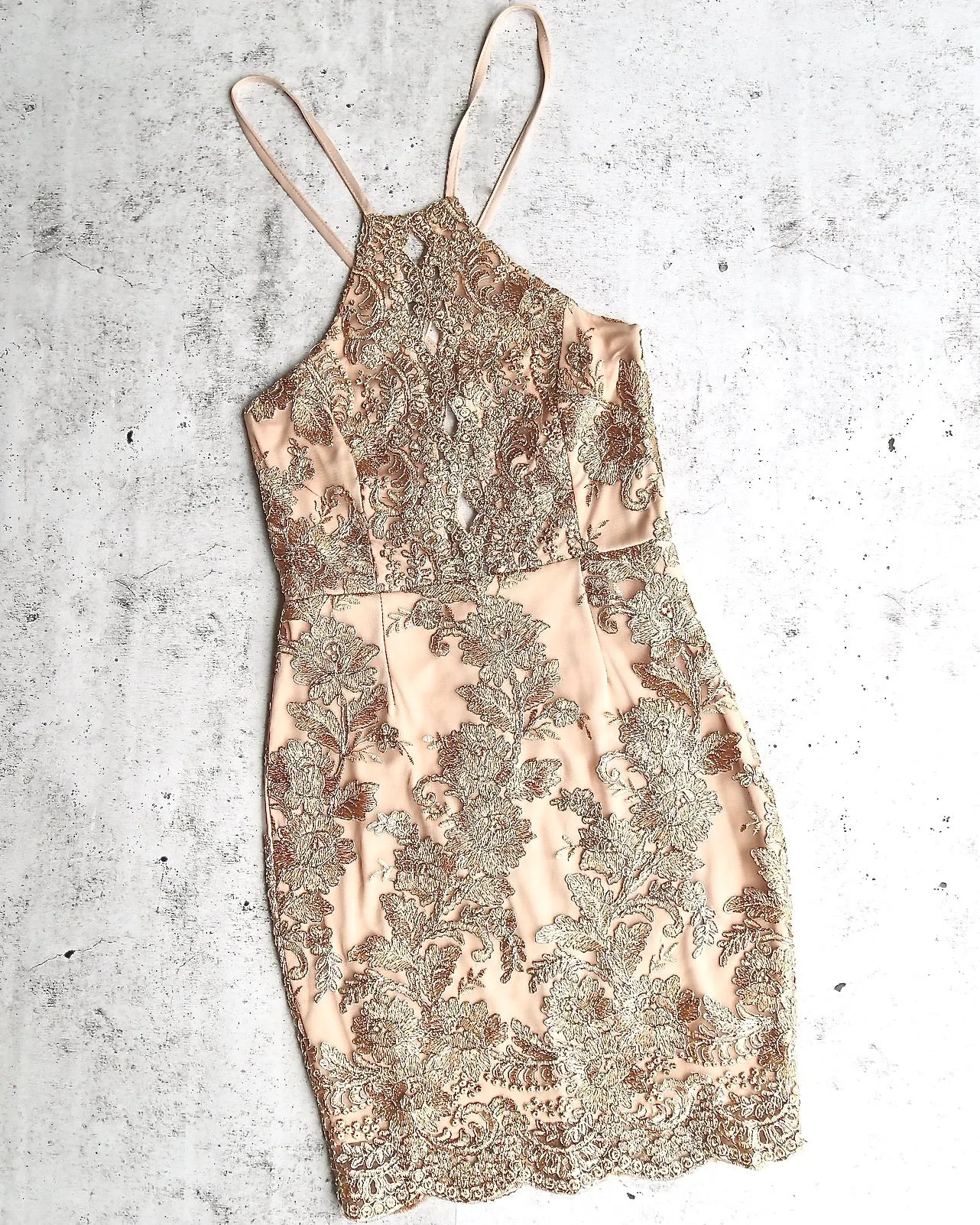 Final Sale - Dulce Open Back Embroidered Dress - Mocha