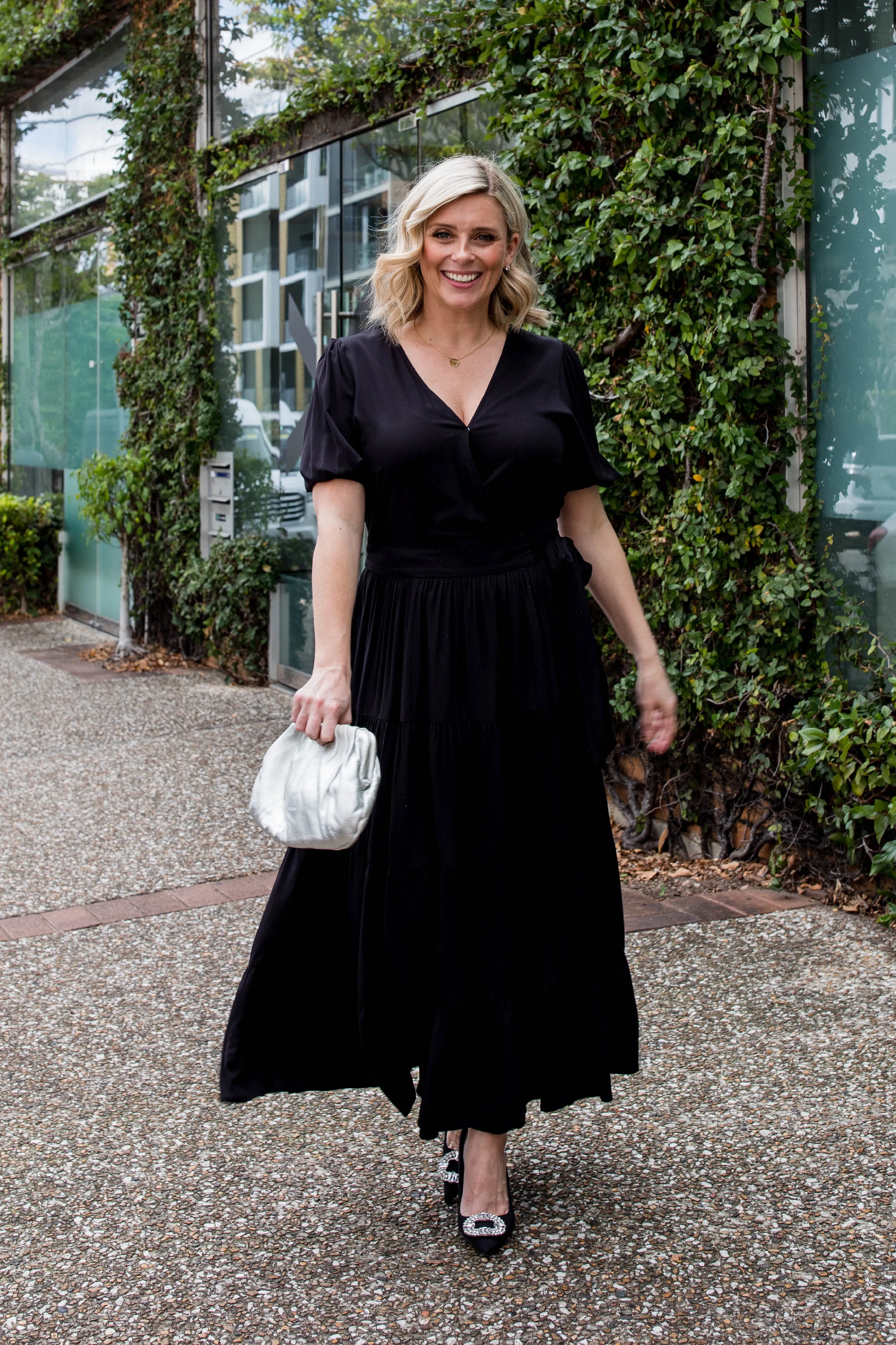 FINAL SALE Ruffle Wrap Dress in Black