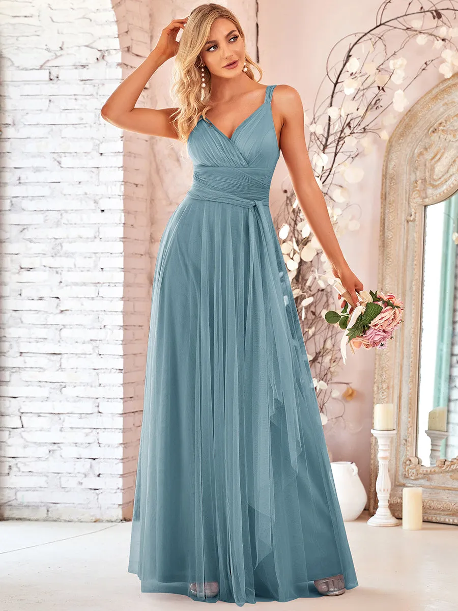 Floor Length Sleeveless Wholesale Tulle Bridesmaid Dresses