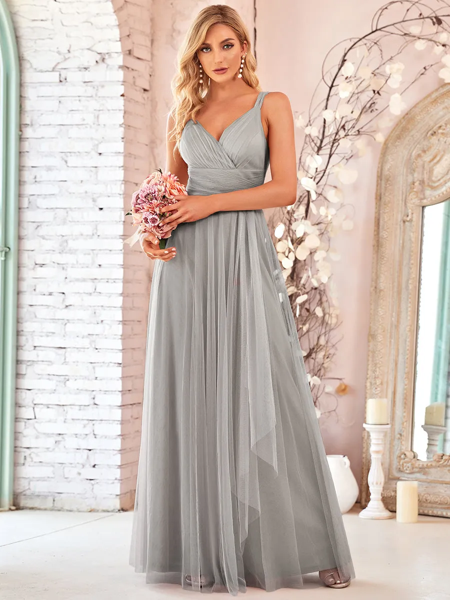 Floor Length Sleeveless Wholesale Tulle Bridesmaid Dresses