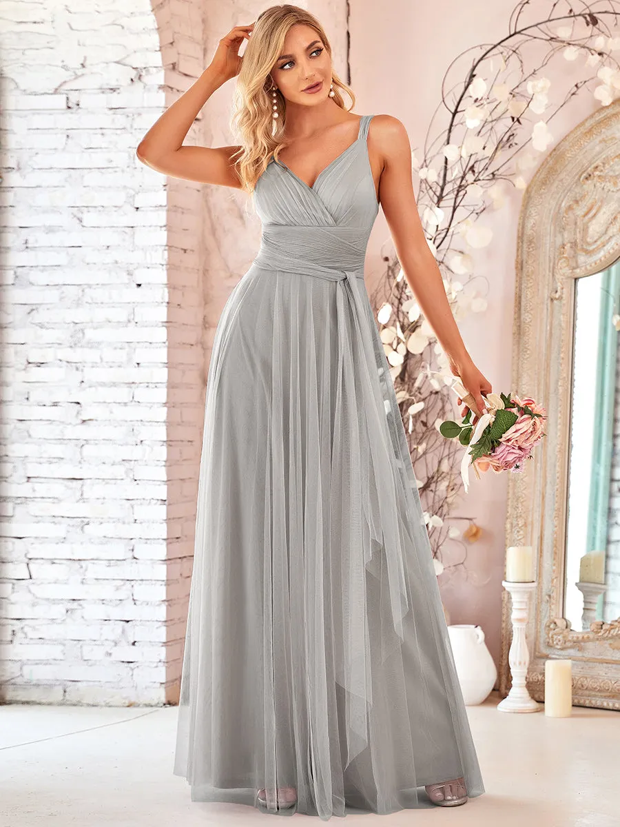 Floor Length Sleeveless Wholesale Tulle Bridesmaid Dresses