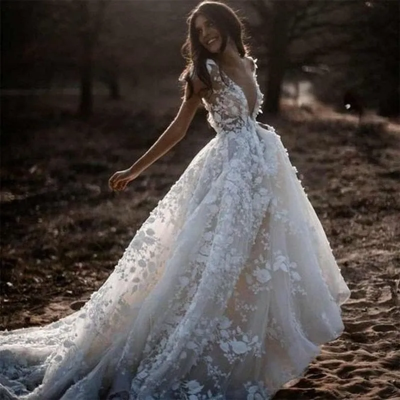 Floral 3D Fantasy Wedding Dress