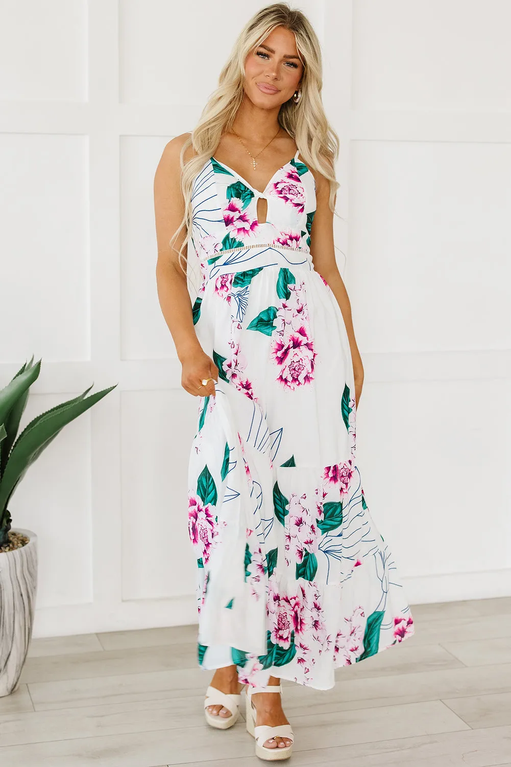 Floral Adjustable Straps Maxi Dresses