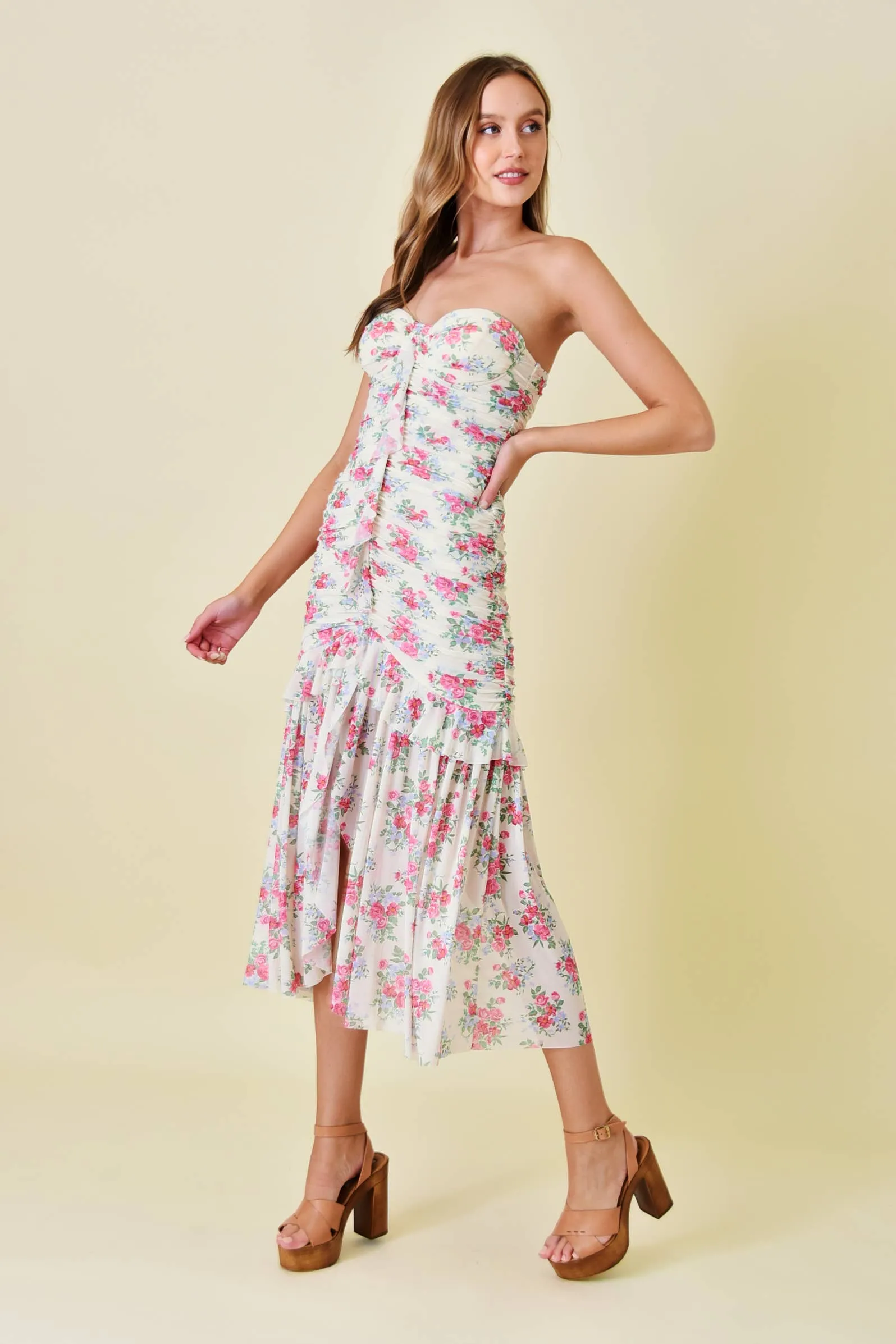 Floral Strapless Maxi Dress