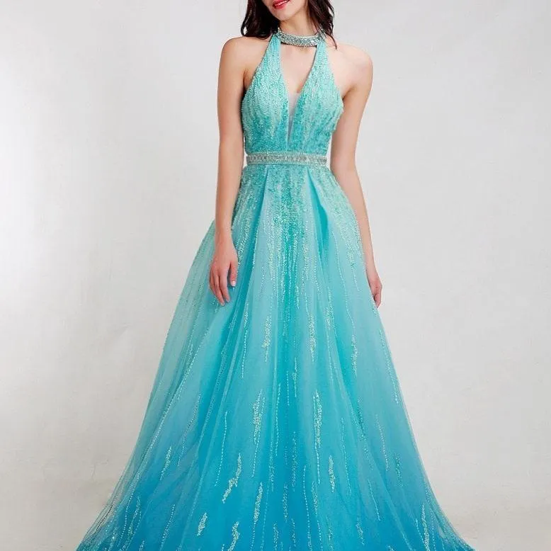 Gorgeous Halter Backless Prom Dress