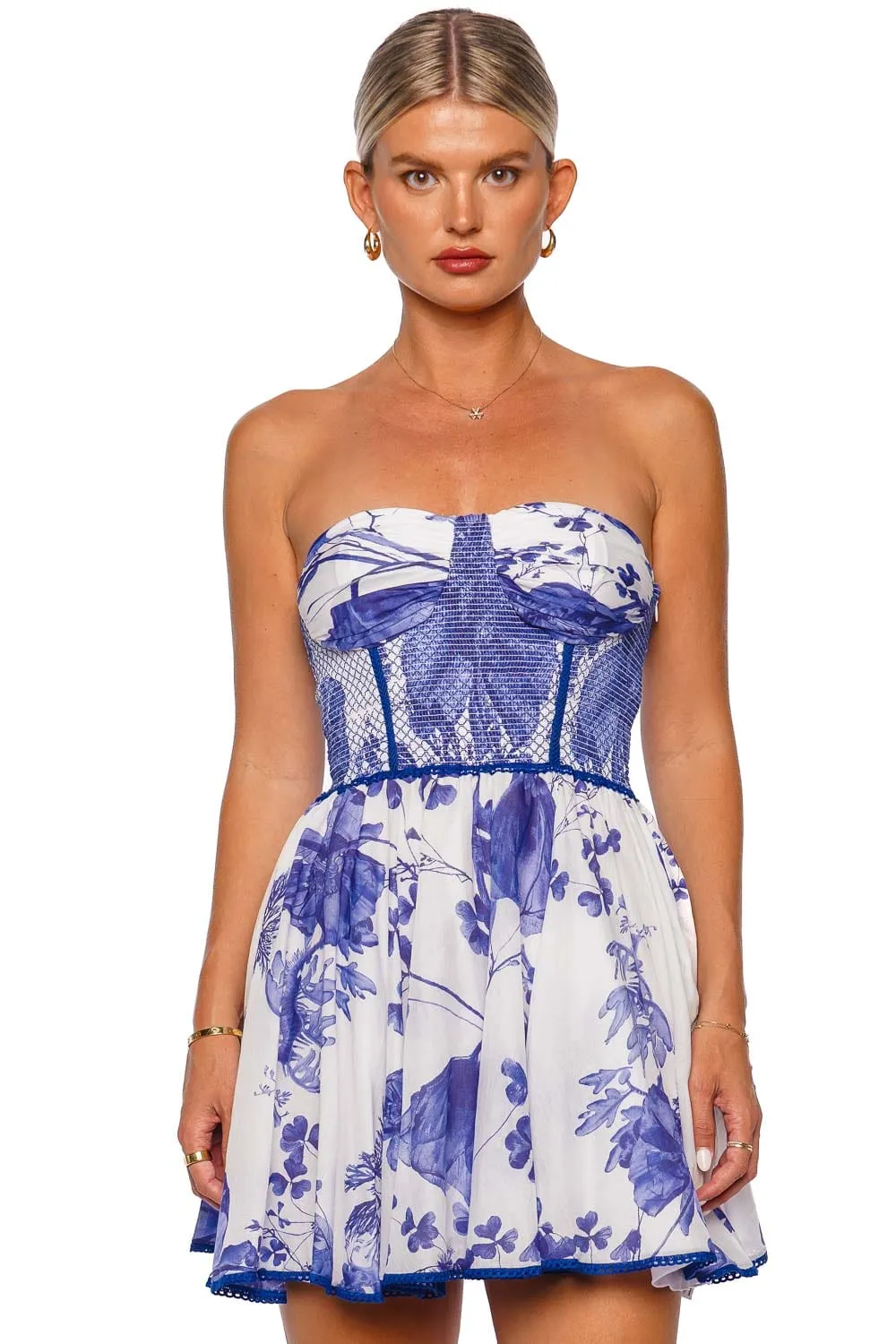 Gueily Surf Blue Strapless Mini Dress