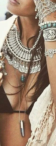 Gypsy Coin Necklace Vintage Silver Tone Adjustable Gipsy Gypset Jewelry For Free Spirited People