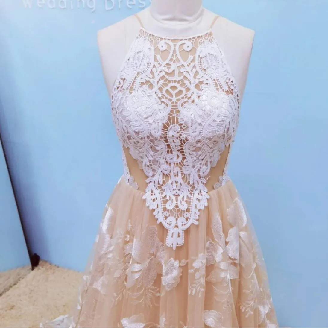 Halter Boho Fantasy Bridal Dress