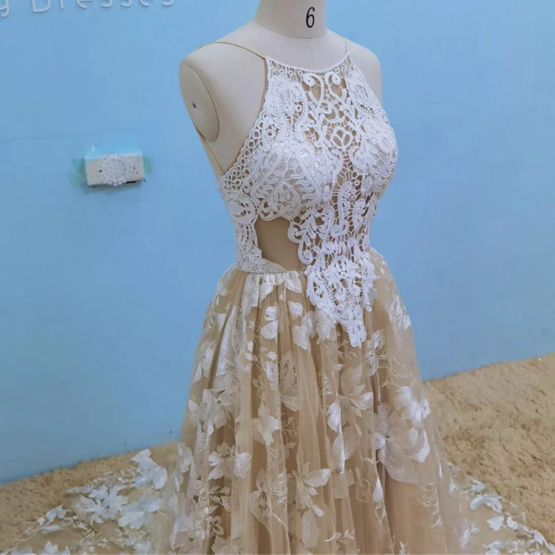 Halter Boho Fantasy Bridal Dress