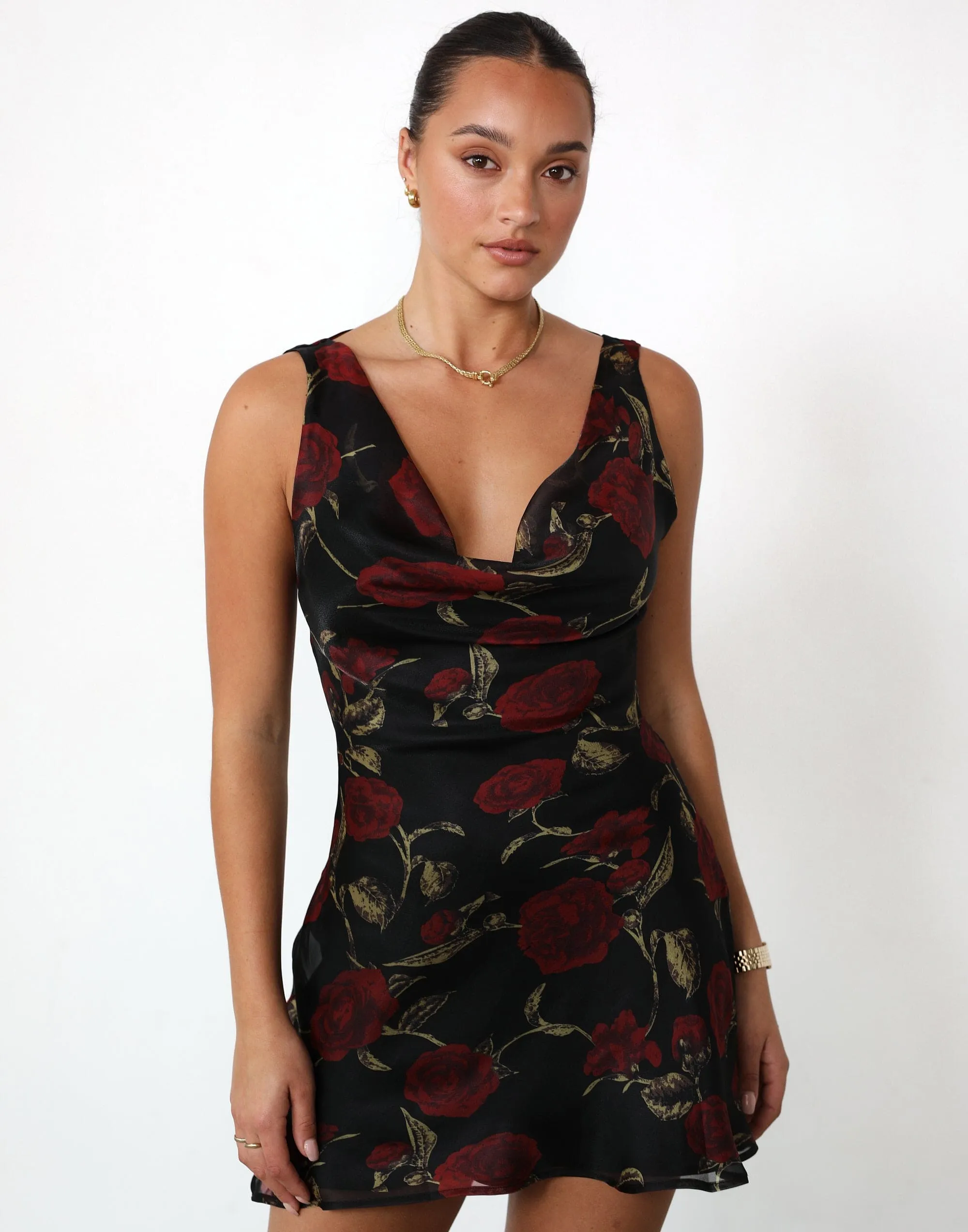 Imogen Mini Dress (Black Floral)