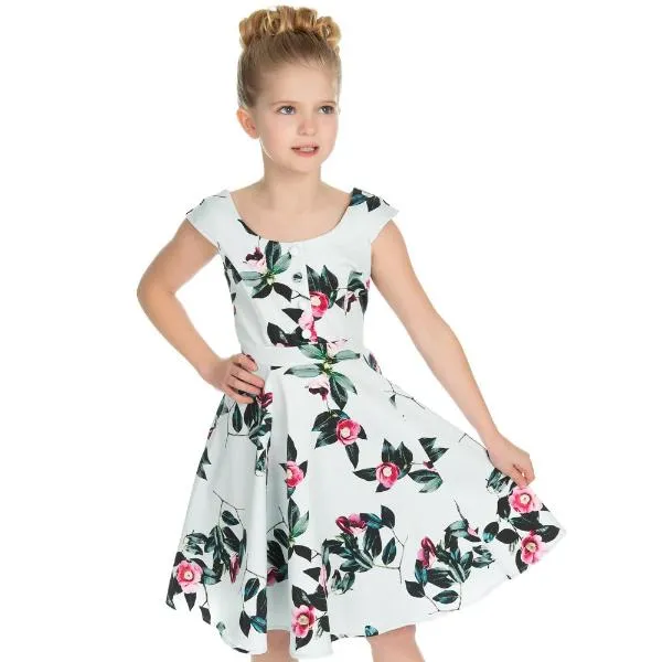 Little Kitty Girl's Pale Blue Floral Print Party Dress