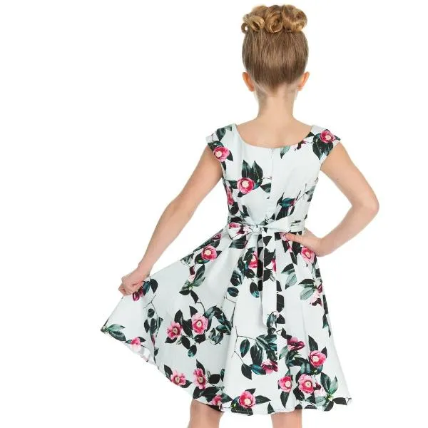 Little Kitty Girl's Pale Blue Floral Print Party Dress