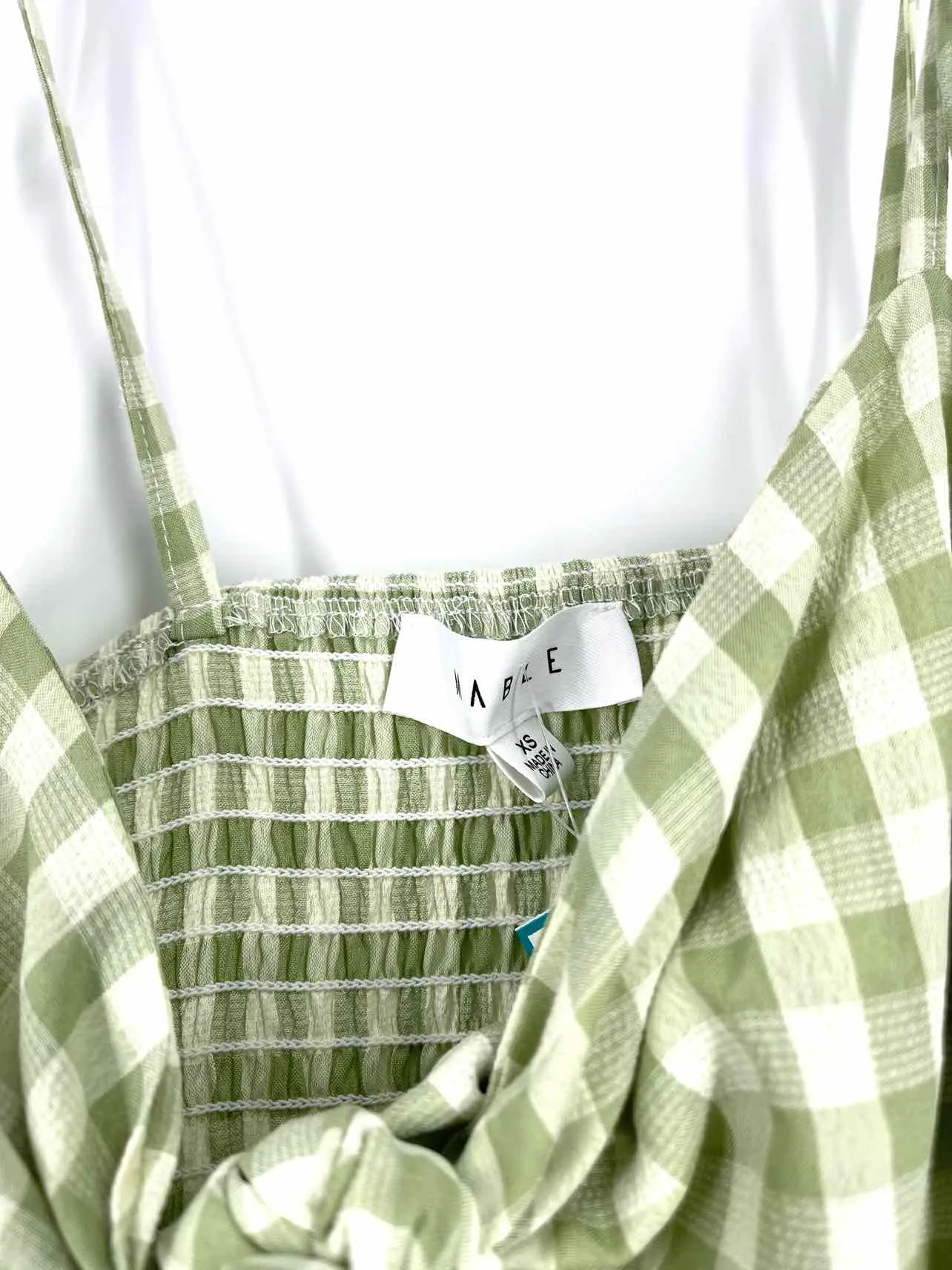 Mable Size XS Olive/White Gingham Smocked NEW Dresses Dress