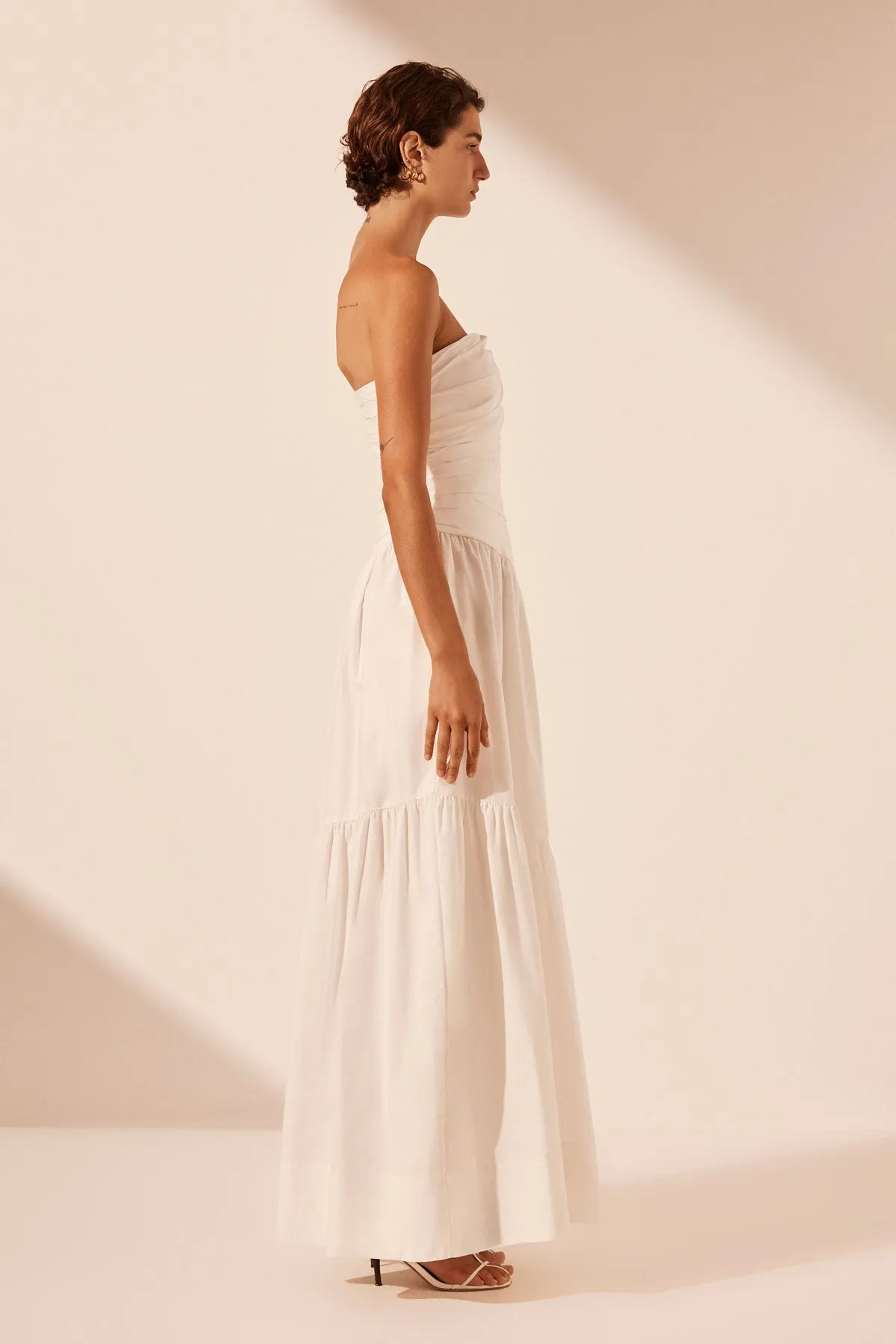 MAIORI STRAPLESS TIERED MAXI DRESS - IVORY