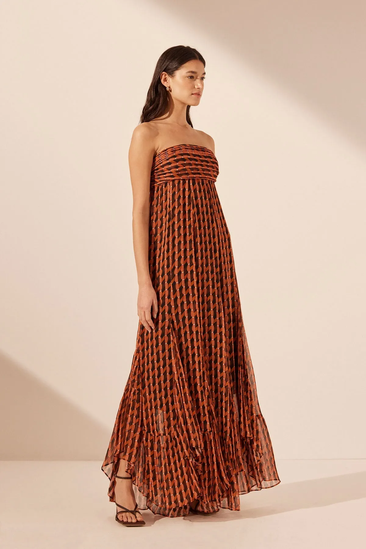 MARTINA RUCHED BODICE GODET MAXI DRESS