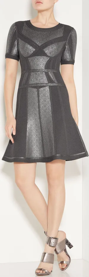 'Mcckenne' Crackled Metallic Foil Dress