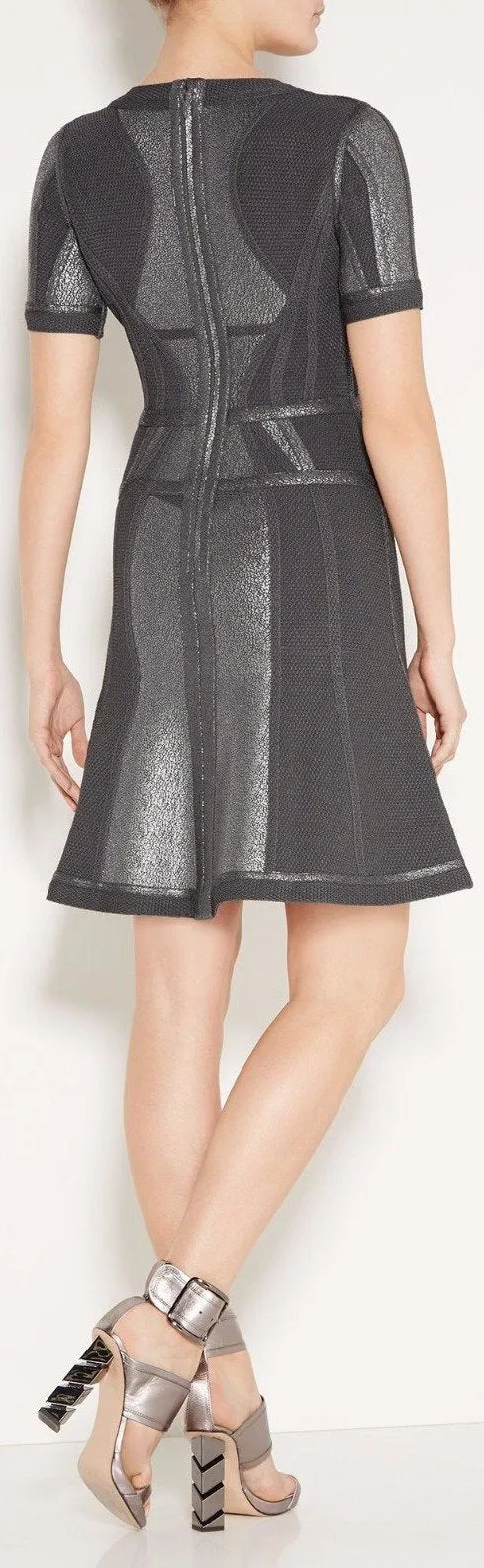 'Mcckenne' Crackled Metallic Foil Dress