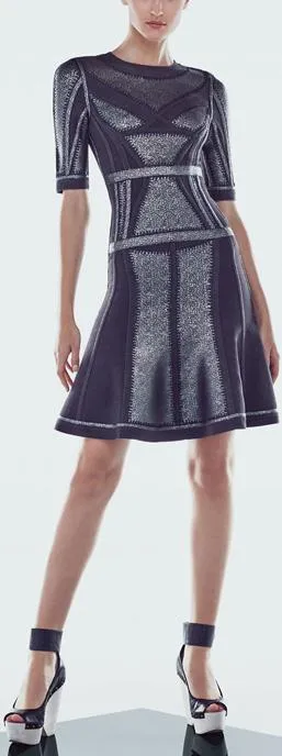 'Mcckenne' Crackled Metallic Foil Dress